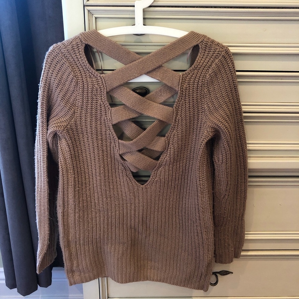PacSun Criss Cross Back Tan Cardigan